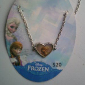 Disney "Frozen" Elsa and Anna Silver Heart Shaped Necklace